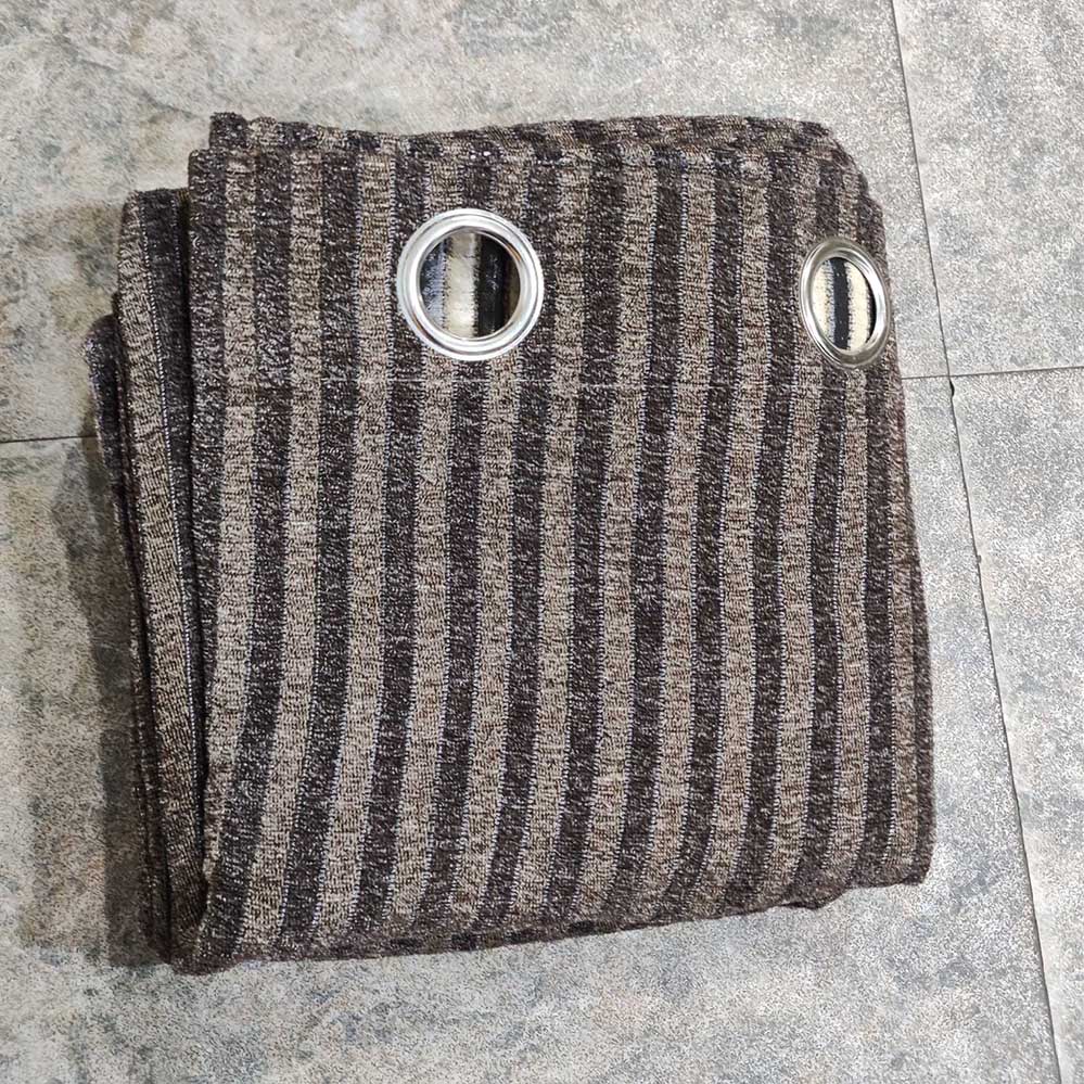 Brown Stripe Style Thick Viscose Curtain