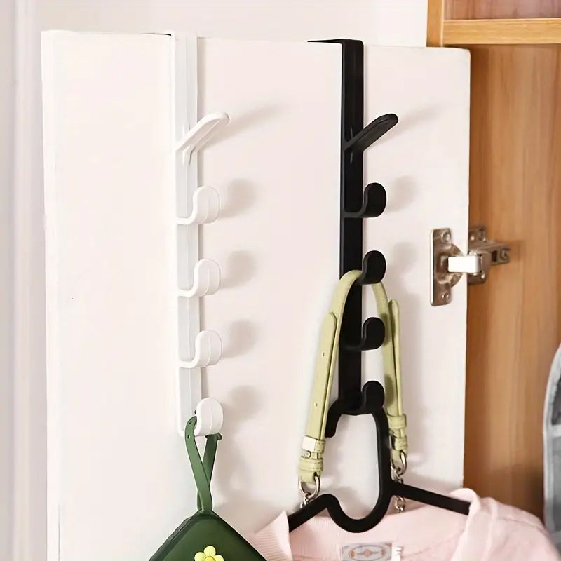 Easy-Install Over-the-Door Hook - No-Drill, Strong Adhesive Black Hanger for Clothes & Hats, Space-Saving Wall Mount Organizer