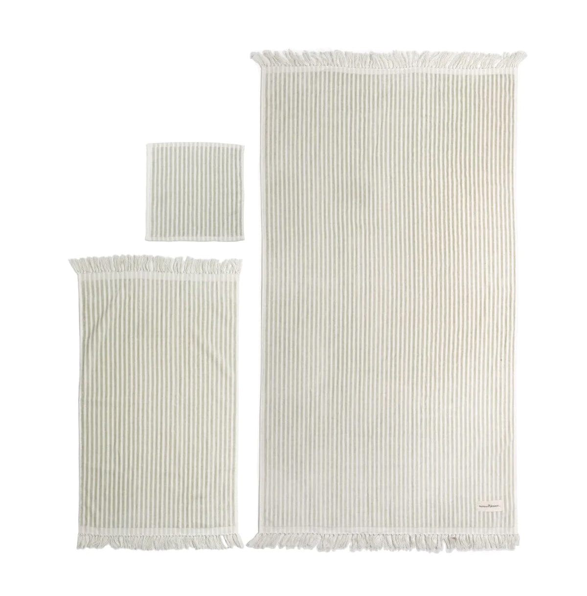 3 Piece Premium Quality Green Striped Towels Set