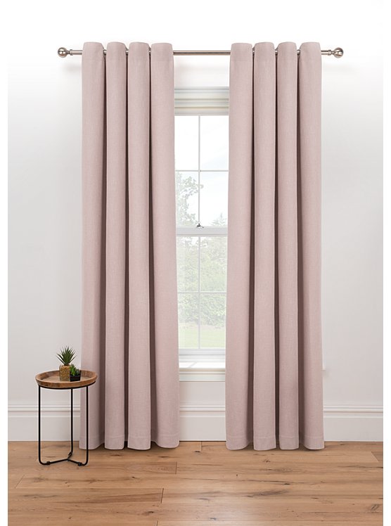 Tea Pink Boucle Plain Eyelet Curtains - Pair
