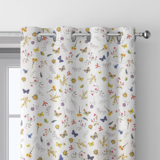 Butterfly Floral Printed Duck Cotton Curtain