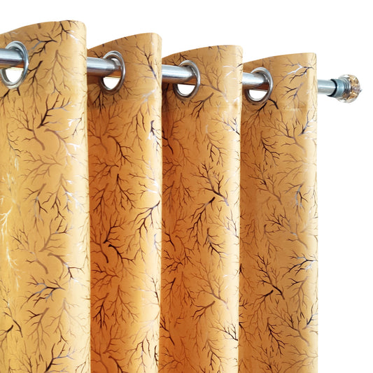 Dark Beige Tree Pattern Premium Velvet Curtain