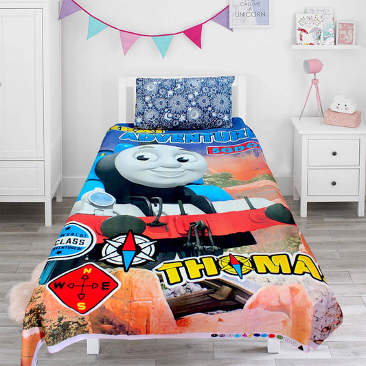Thomas Kids Cotton Single Bed Sheet With One Pillow Case