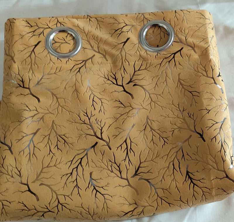 Dark Beige Tree Pattern Premium Velvet Curtain