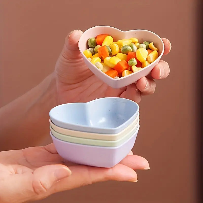 6pcs Set of Heart-Shaped Dipping Sauce Bowls