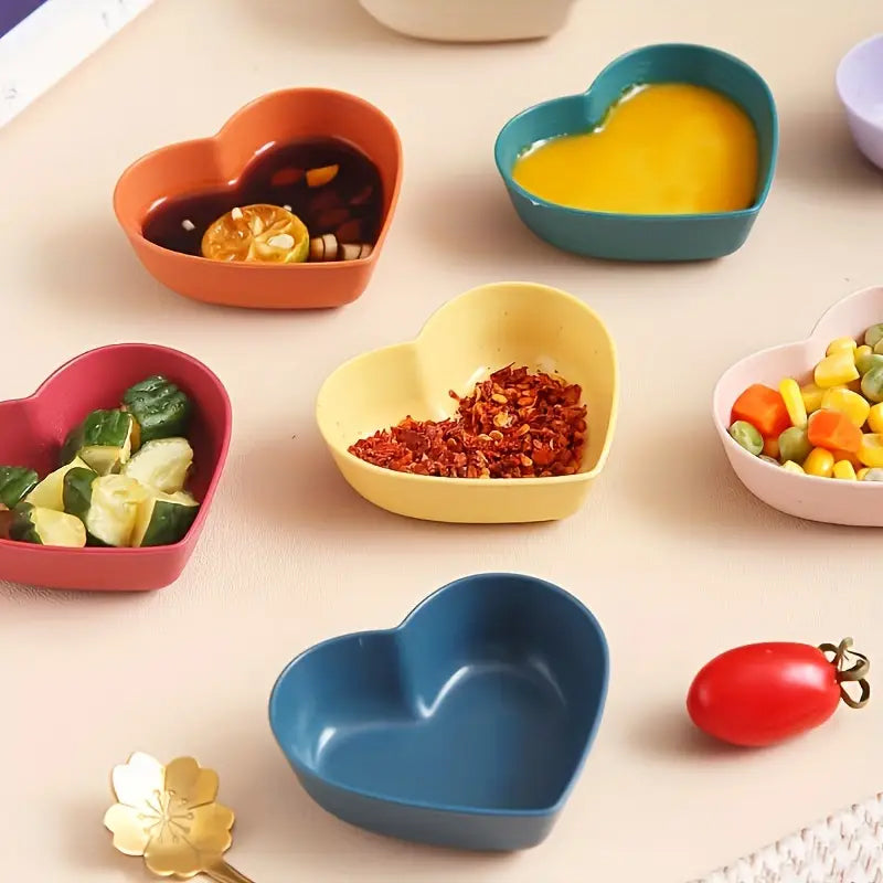 6pcs Set of Heart-Shaped Dipping Sauce Bowls