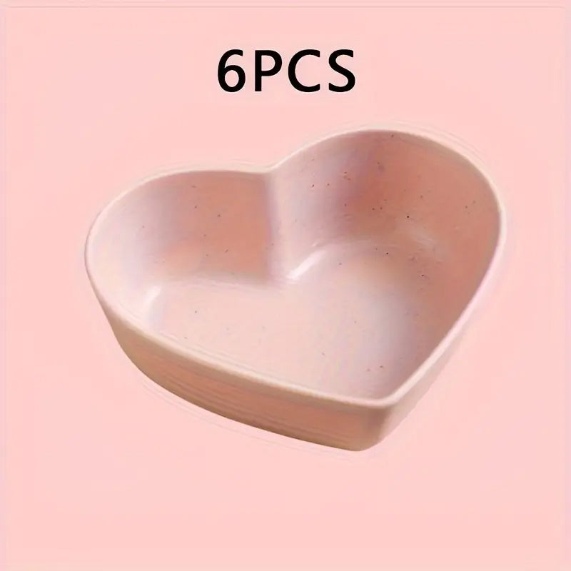 6pcs Set of Heart-Shaped Dipping Sauce Bowls