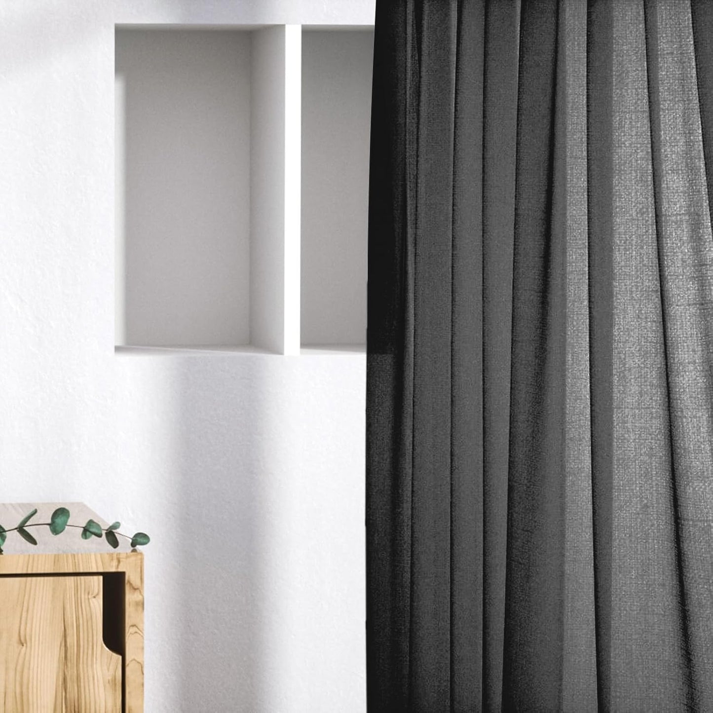 Black Extra Wide Rod Pocket Chiffon Sheer Curtains - Pair