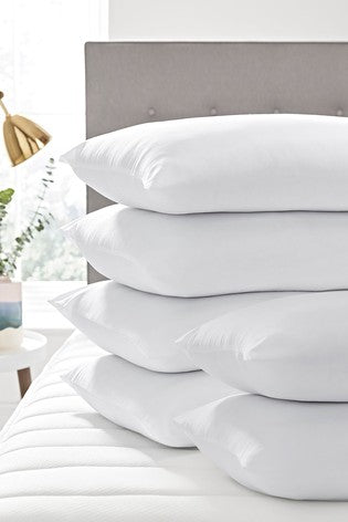 Pack of 6 Bounce Back Pillows - Hollow Ball Fibre White Pillows