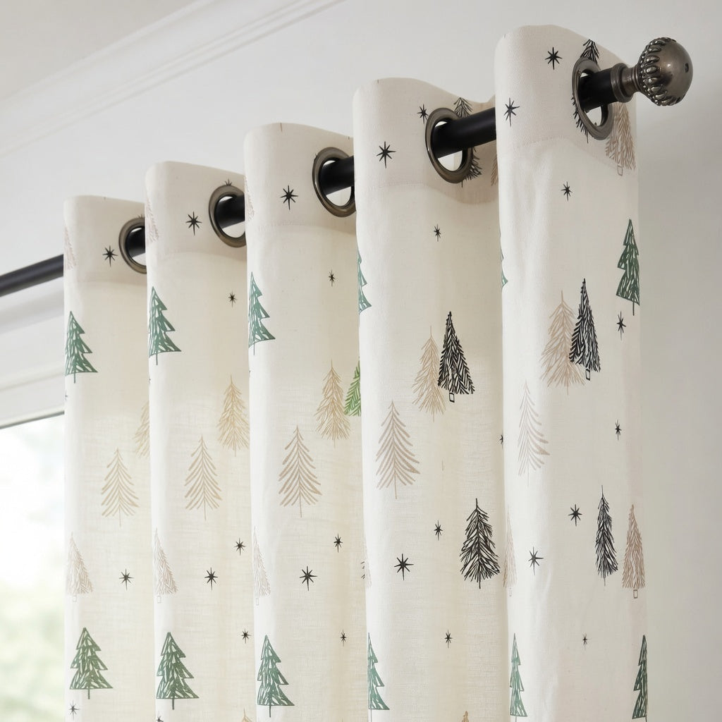 Pine & Fir Forest Patterned Duck Cotton Curtain