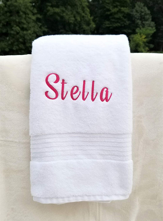 Luxury Bath Towel Personalized Name Monogram Embroidered Wedding Engagement Gift