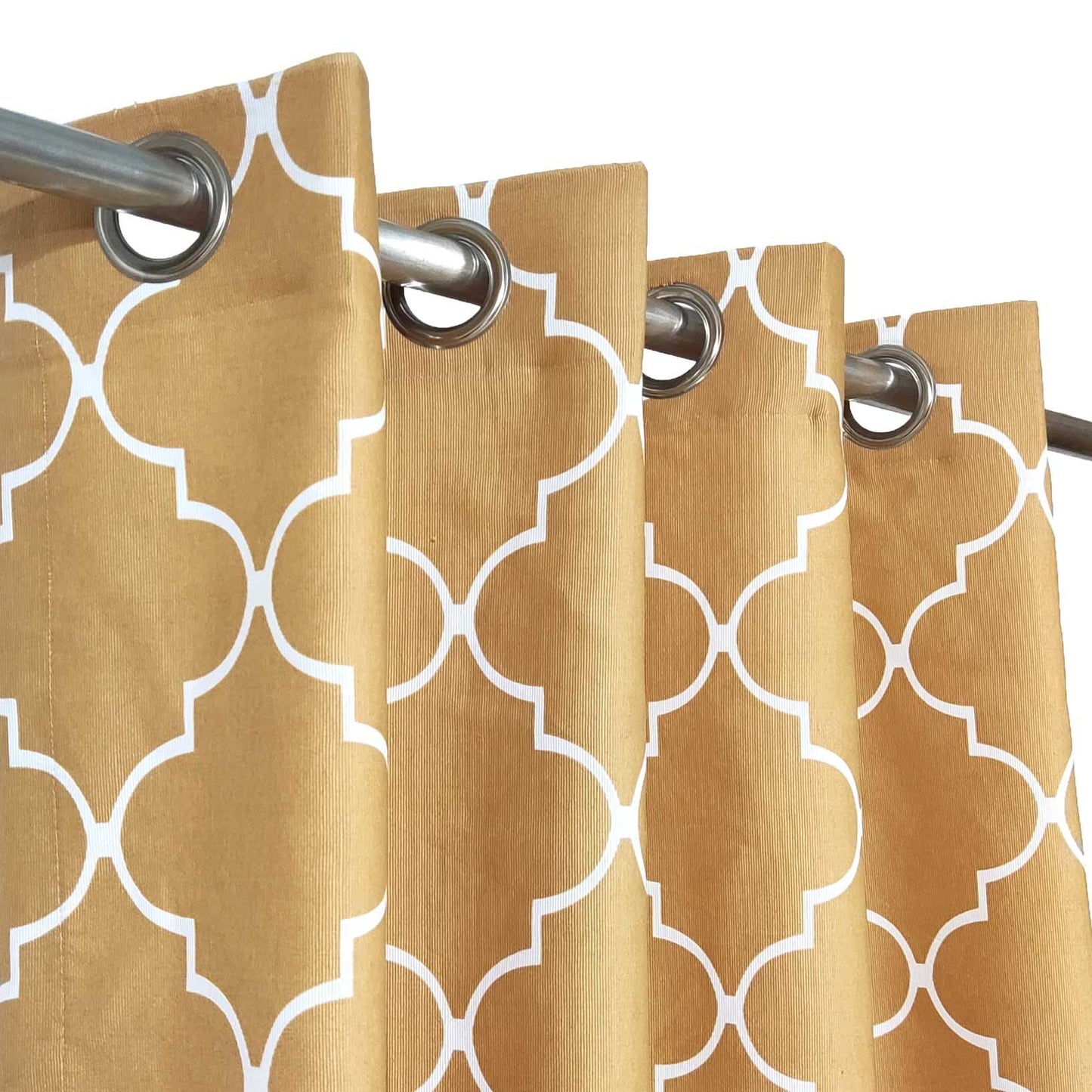 Yellow Geometric Pattern Printed Duck Cotton Curtain
