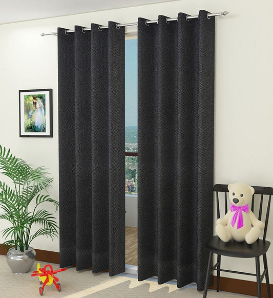 Black Window Curtains Set of 2 Panels