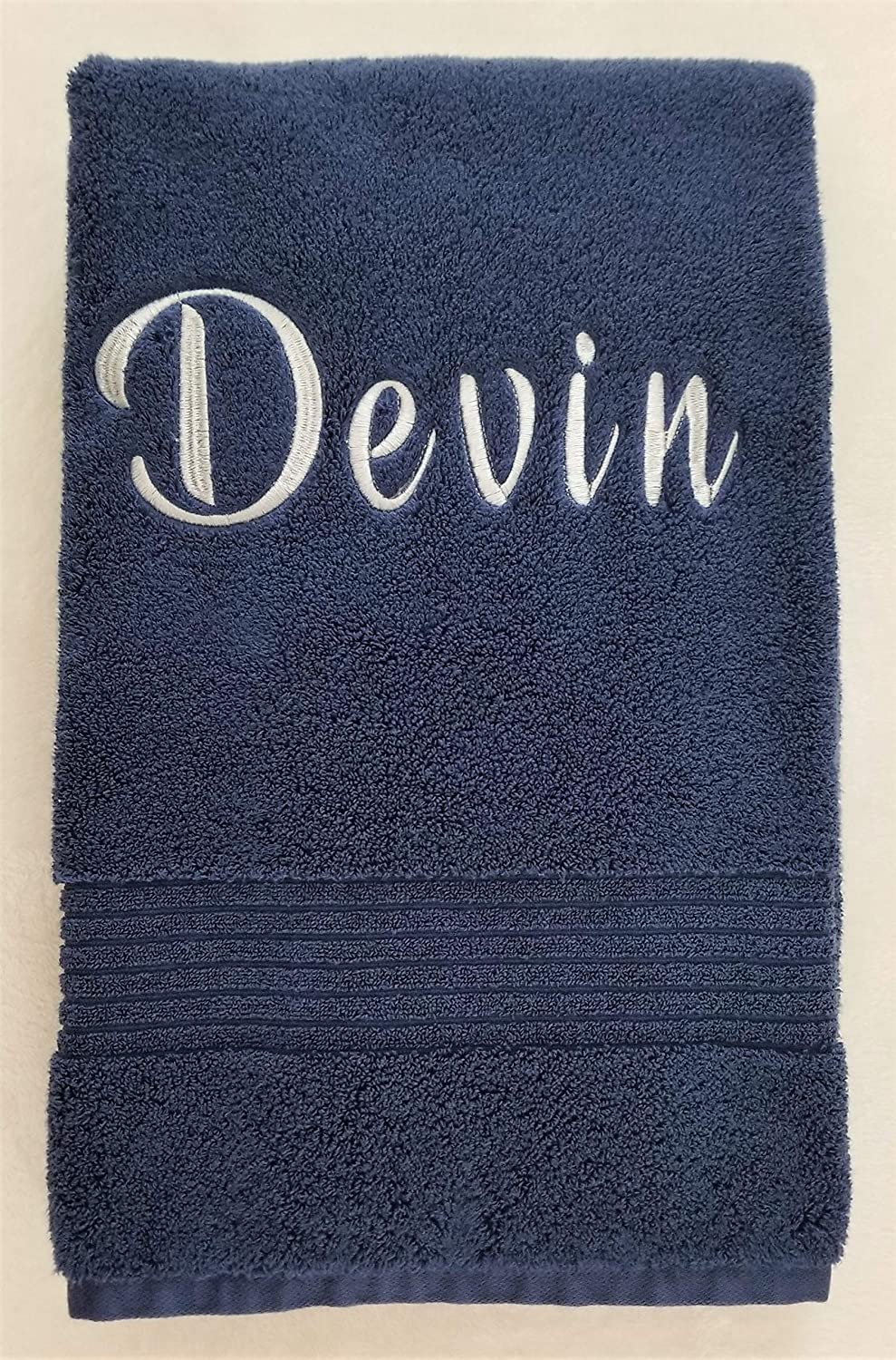 Luxury Bath Towel Personalized Name Monogram Embroidered Wedding Engagement Gift