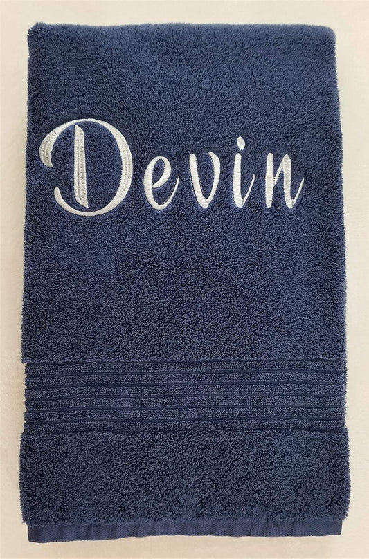 Luxury Bath Towel Personalized Name Monogram Embroidered Wedding Engagement Gift