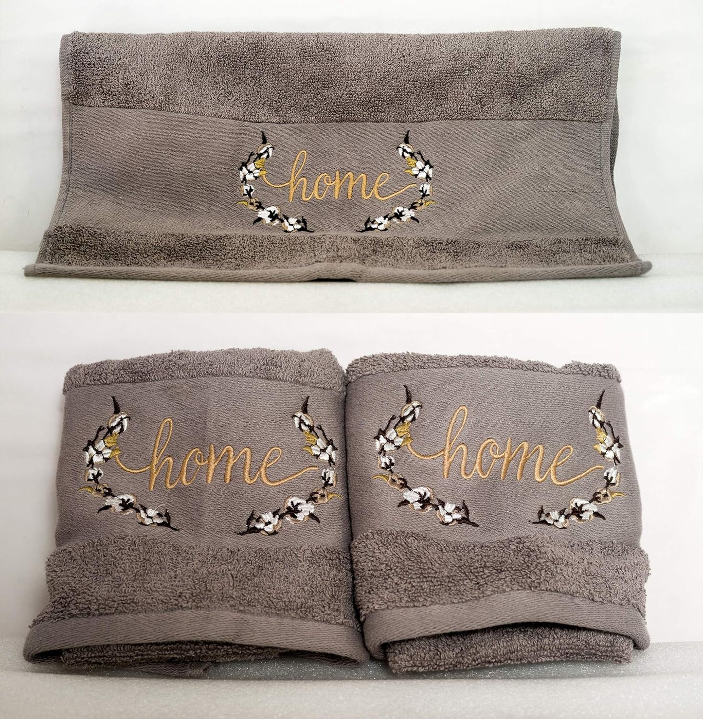 Home Embroidered High Quality Cotton Towel Pair