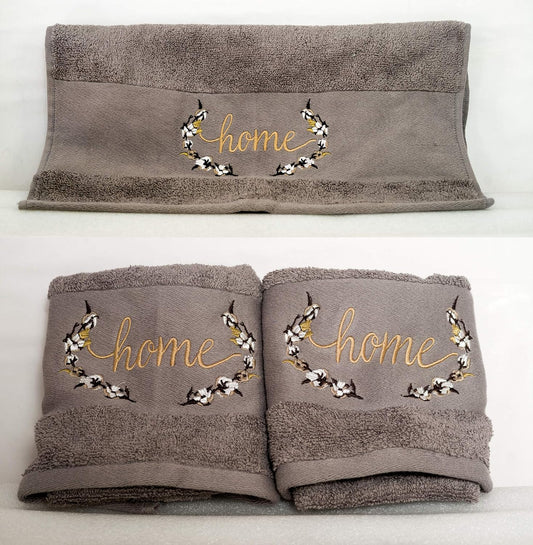 Home Embroidered High Quality Cotton Towel Pair