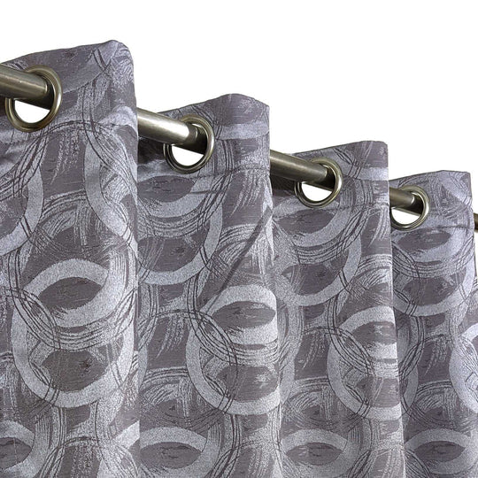 Grey Premium Quality Shanghai Silk Eyelet Curtain - Single Panel (52x95 inch)