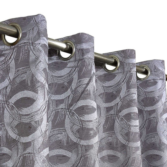 Grey Premium Quality Shanghai Silk Eyelet Curtain - Single Panel (52x95 inch)
