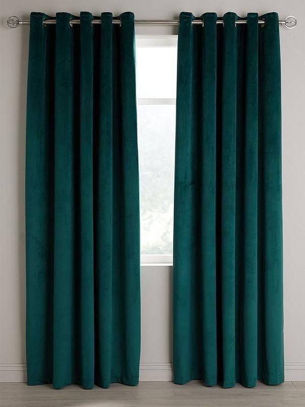 Teal Green Premium Velvet Curtains