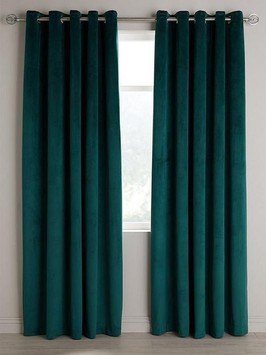 Teal Green Premium Velvet Curtains