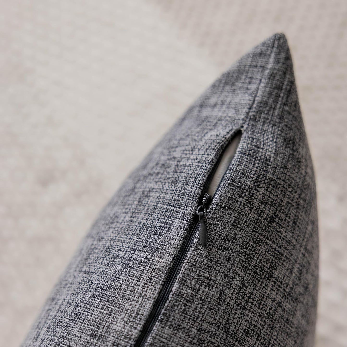 Premium Ash Grey Textured Jute Cushion Cover