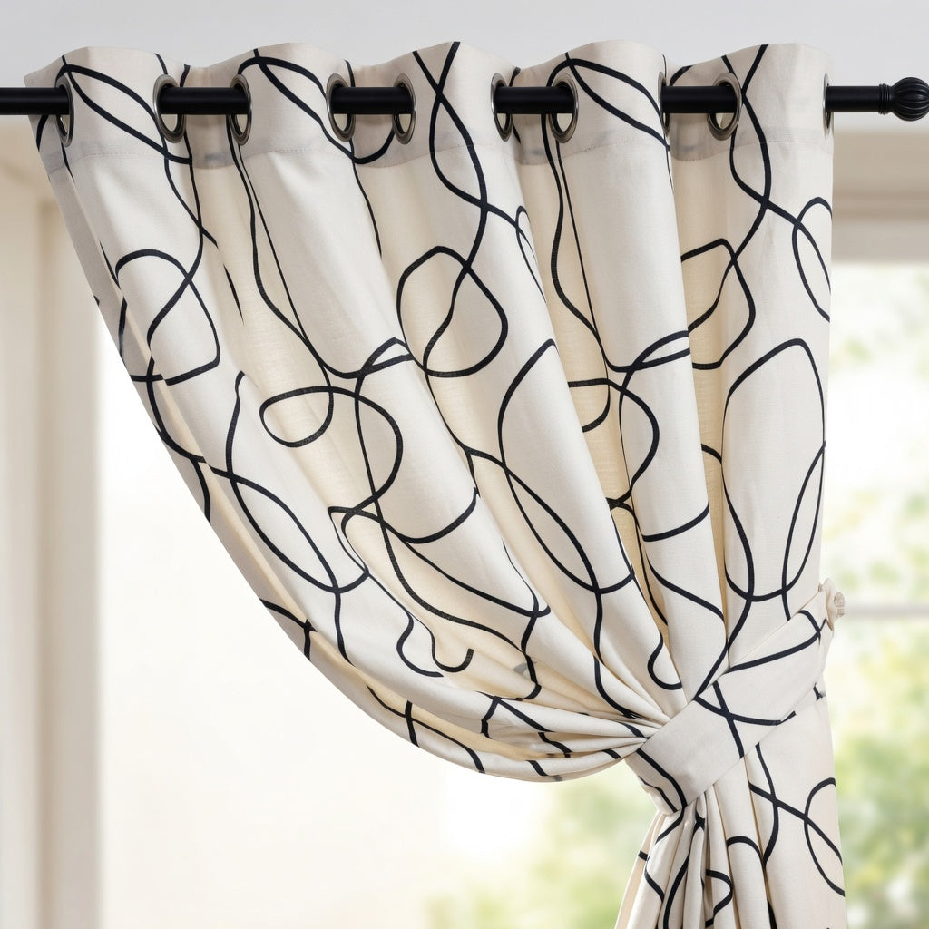 Duck Cotton Abstract Swirl Eyelet Curtain