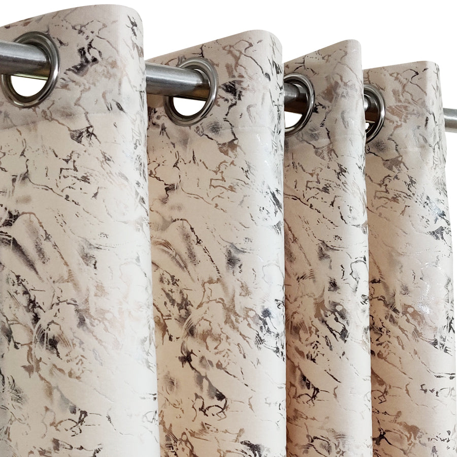 Beige Textured Premium Velvet Curtain