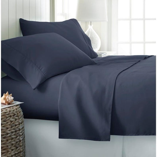 Blue Cotton Satin Soft Essentials Bed Sheet Set Bed Linen