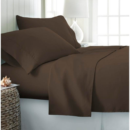 Brown Cotton Satin Soft Essentials Bed Sheet Set Bed Linen