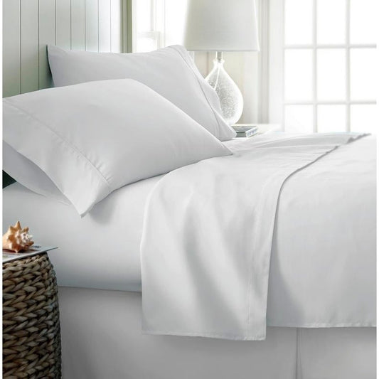White Cotton Satin Soft Essentials Bed Sheet Set Bed Linen