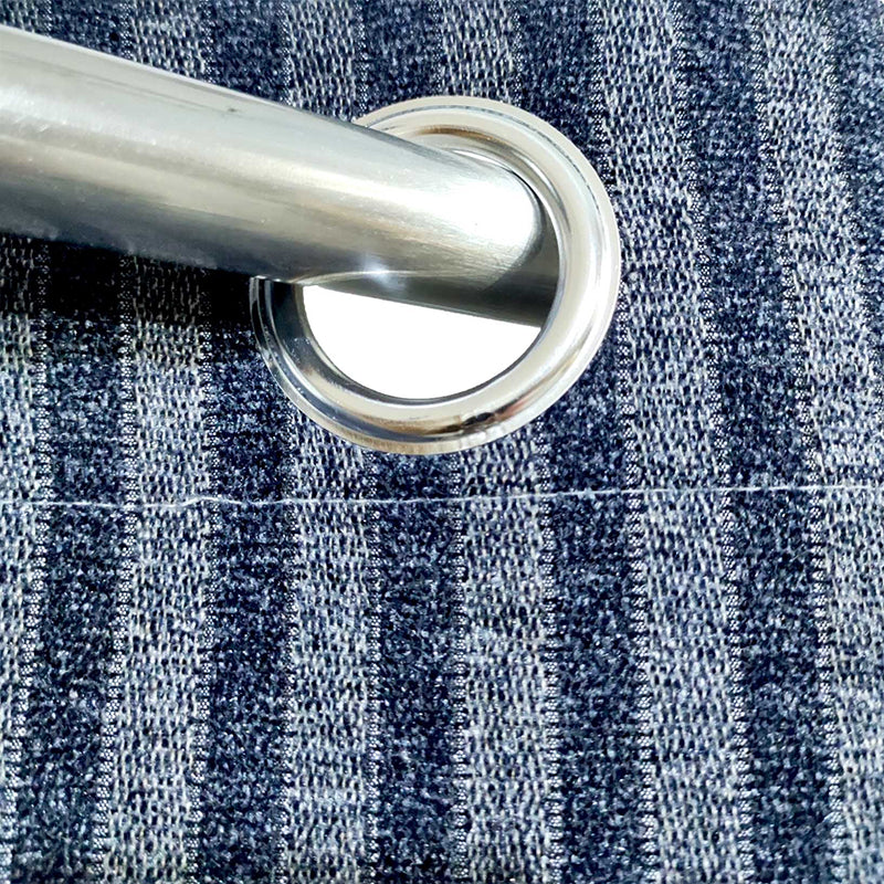 Navy Blue Stripe Eyelet Thick Viscose Curtain