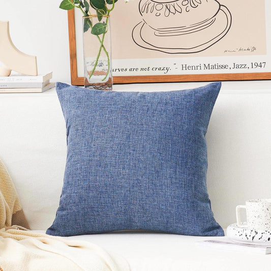 Premium Blue Textured Jute Cushion Cover
