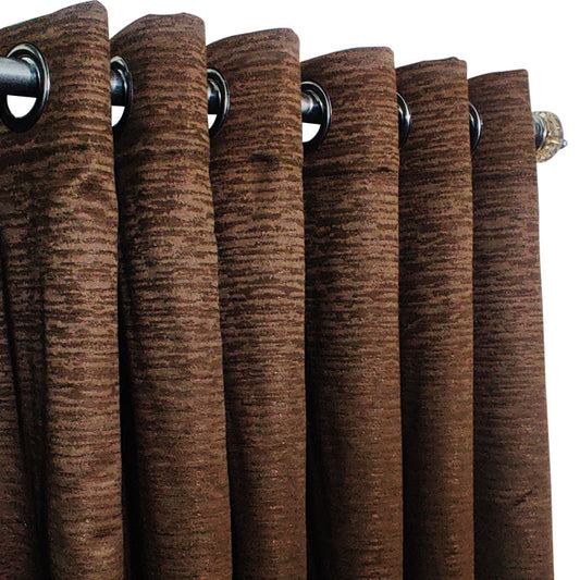 Dark Brown Premium Quality Shanghai Silk Eyelet Curtain - Single Panel (52x95 inch)