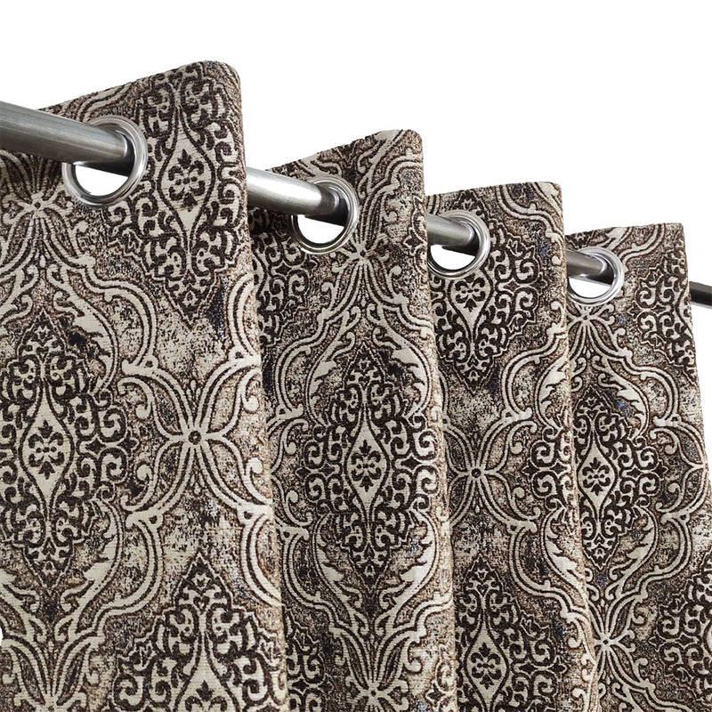 Brown Thick Viscose Eyelet Curtain