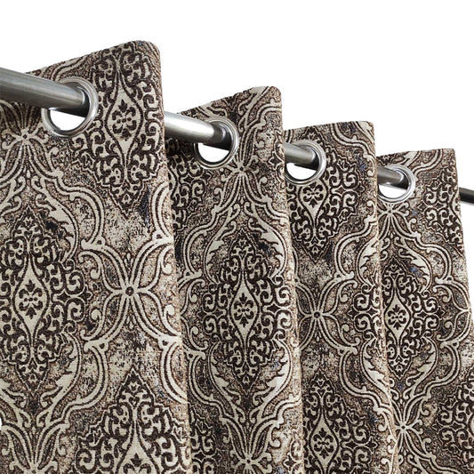 Brown Thick Viscose Eyelet Curtain