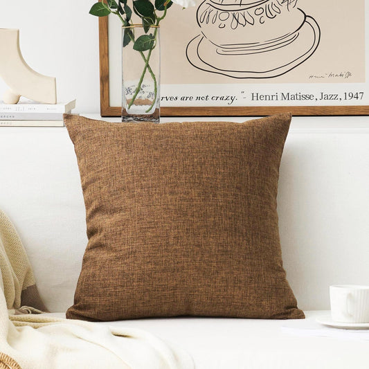 Premium Brown Textured Jute Cushion Cover
