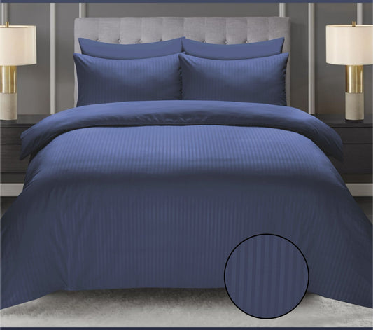 Classic Navy Blue Cotton Satin 6 Pieces Duvet Cover Set