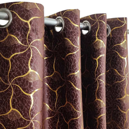 Copper Brown Gold Textured Velvet Curtain