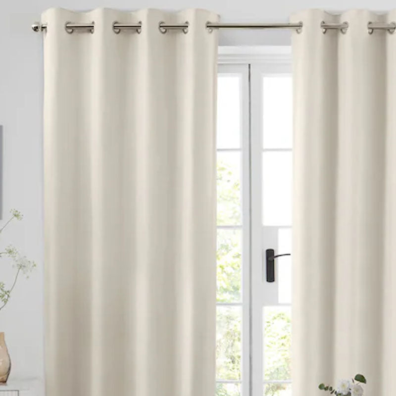 Plain Premium Silk Eyelet Curtain - Pair