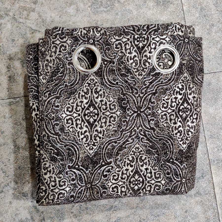 Dark Brown Thick Motif Design Curtain