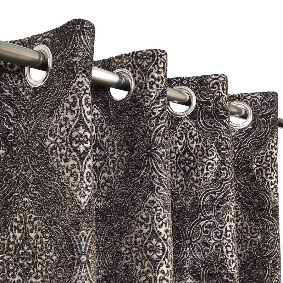 Dark Brown Thick Motif Design Curtain