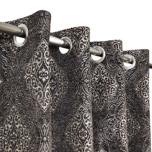 Dark Brown Thick Motif Design Curtain