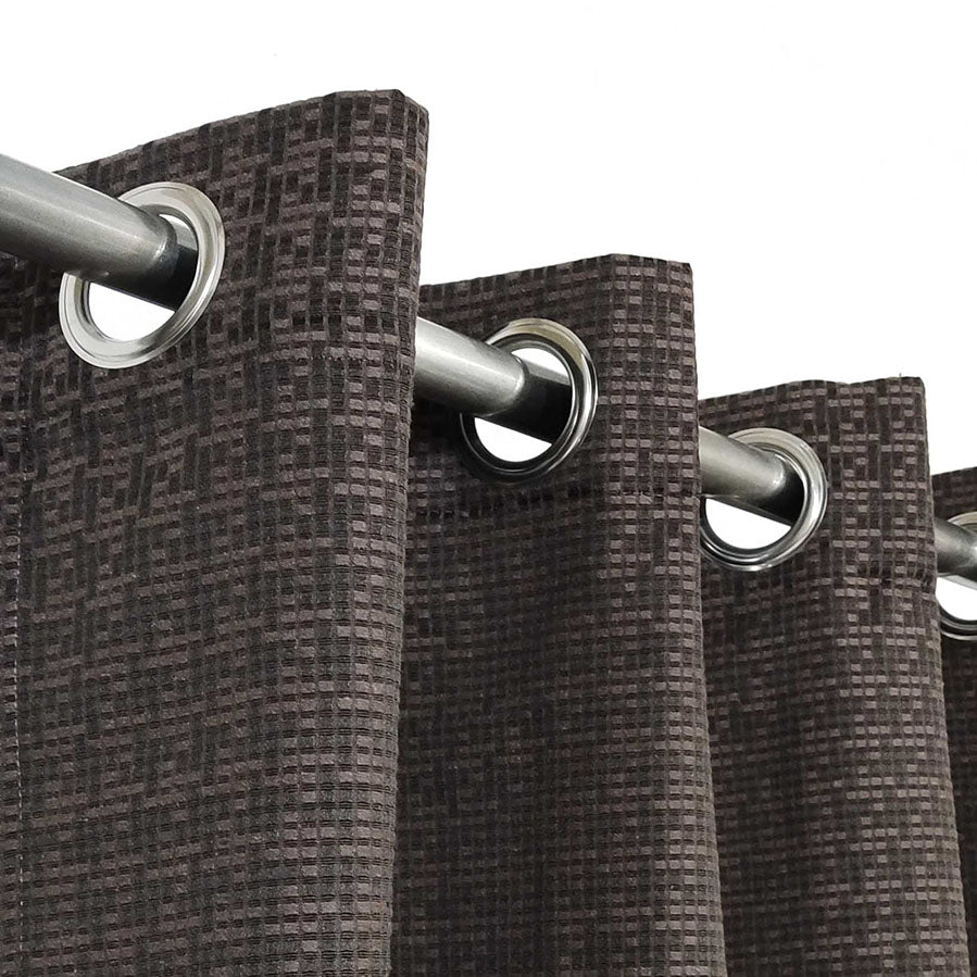 Dark Brown Self Design Jacquard Curtain