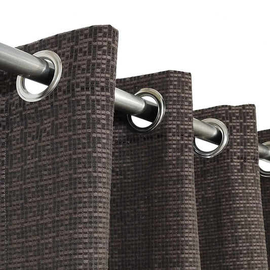 Dark Brown Self Design Jacquard Curtain