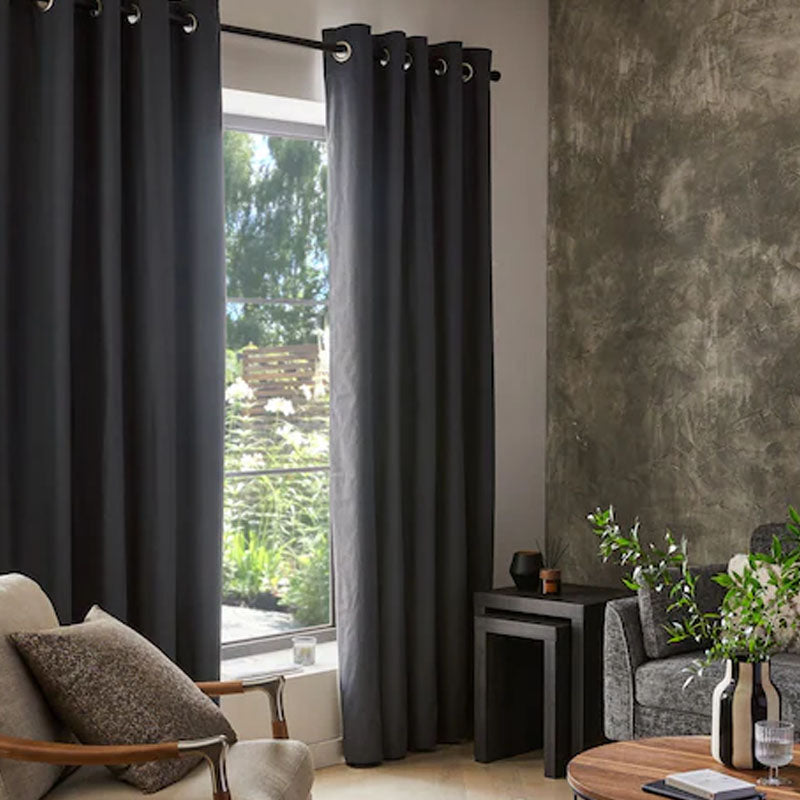 Plain Premium Silk Eyelet Curtain - Pair