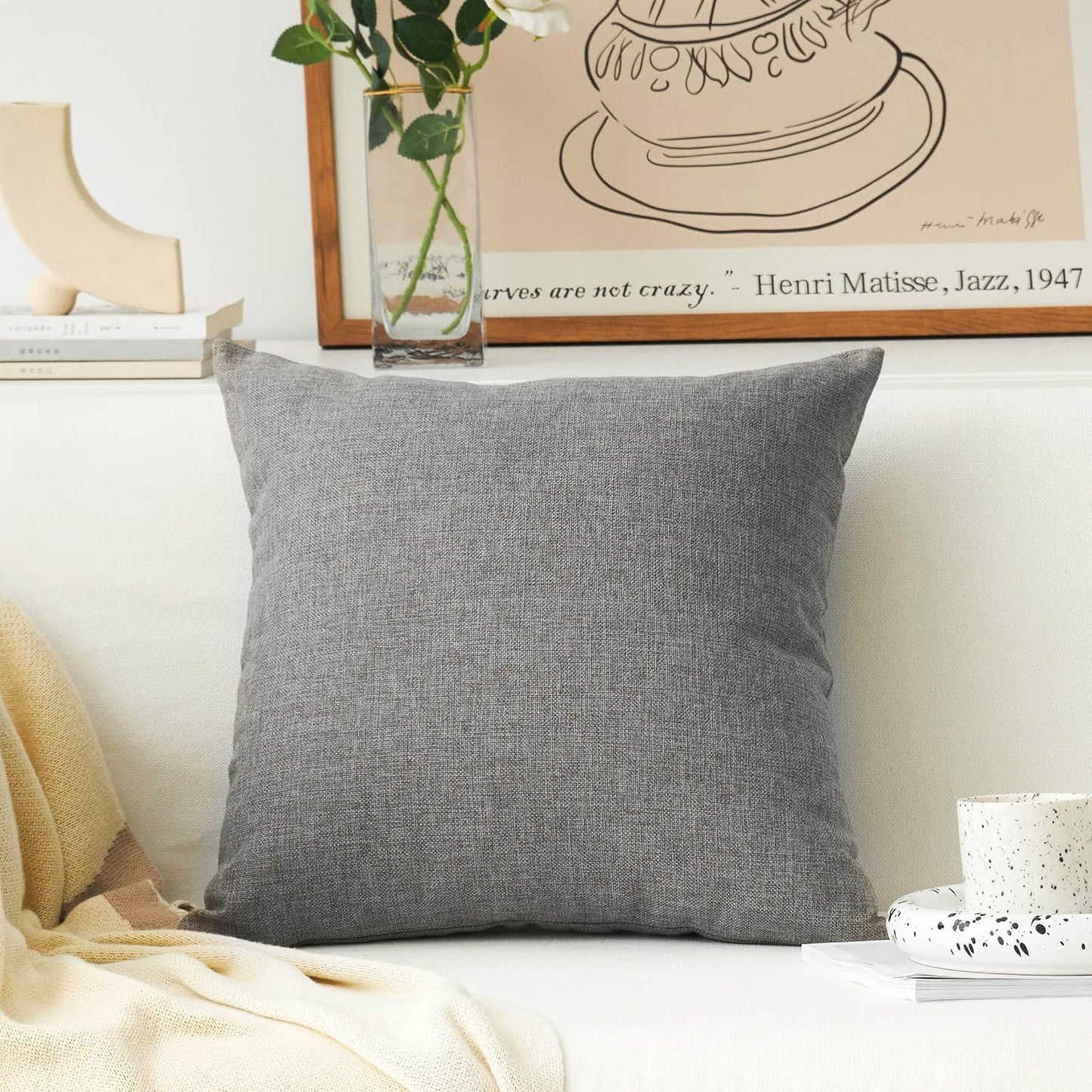 Premium Dark Grey Textured Jute Cushion Cover