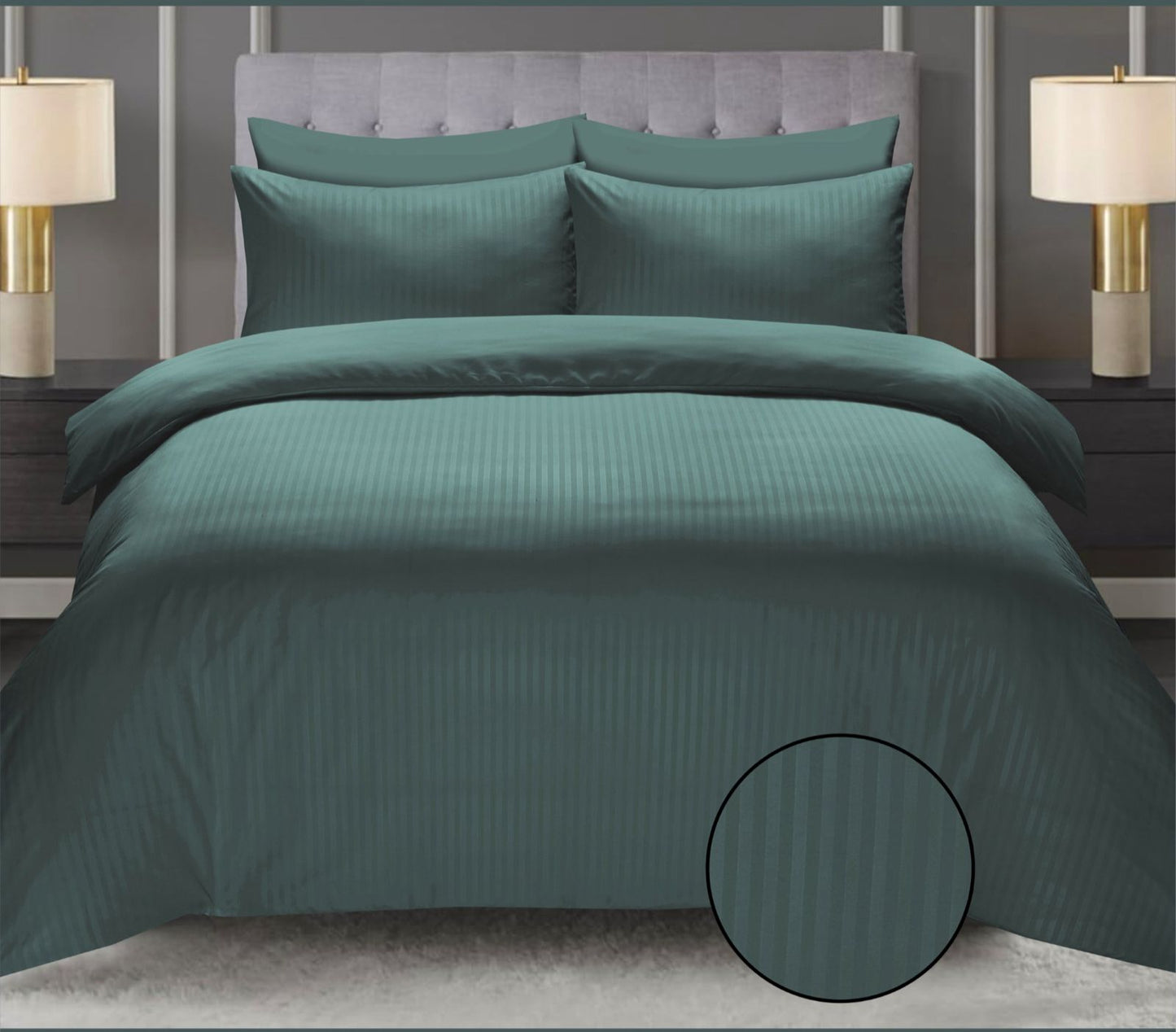Dark Teal Cotton Satin 6 Pieces Duvet Cover Set