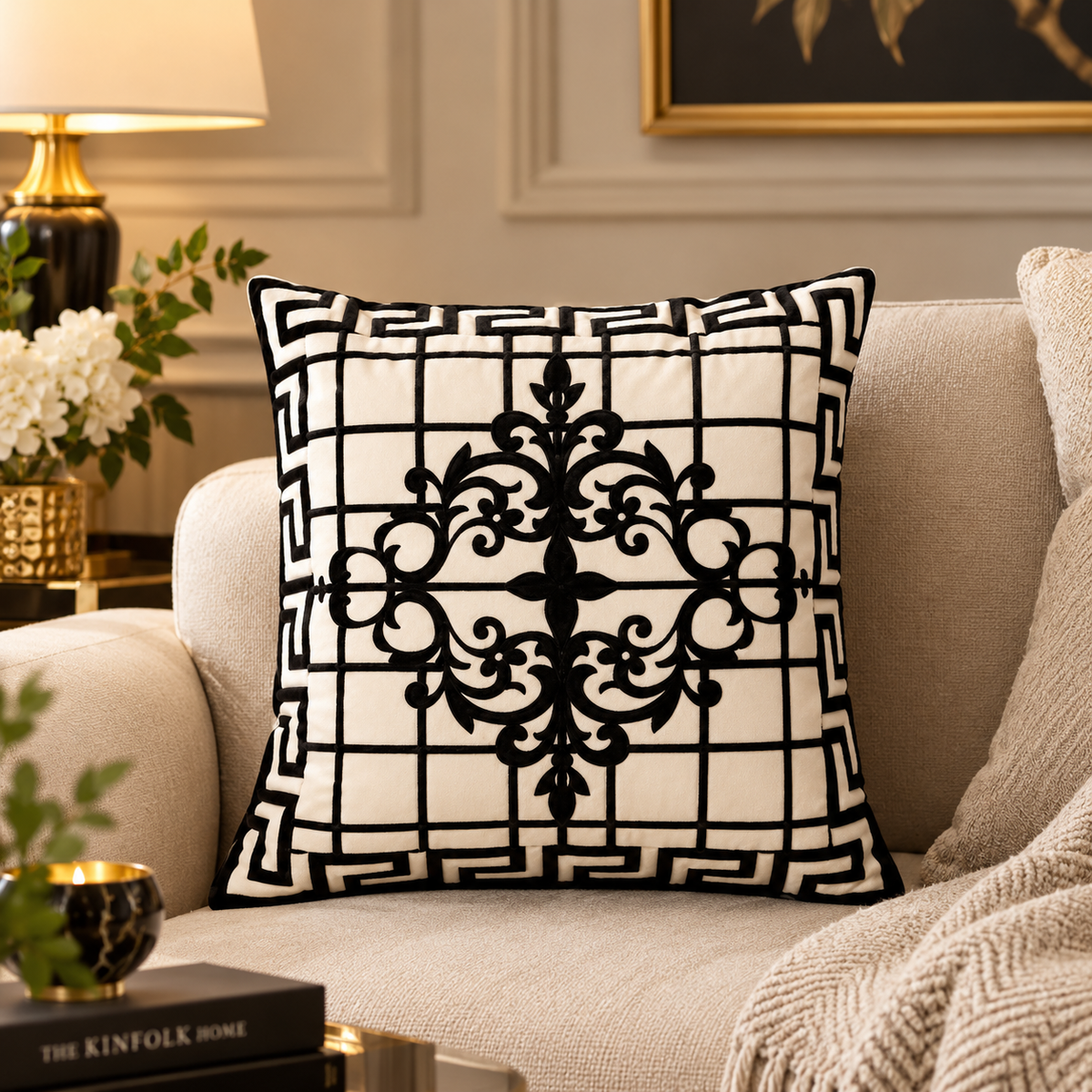 Premium Velvet Laser Design Aesthetic Cushion Throw