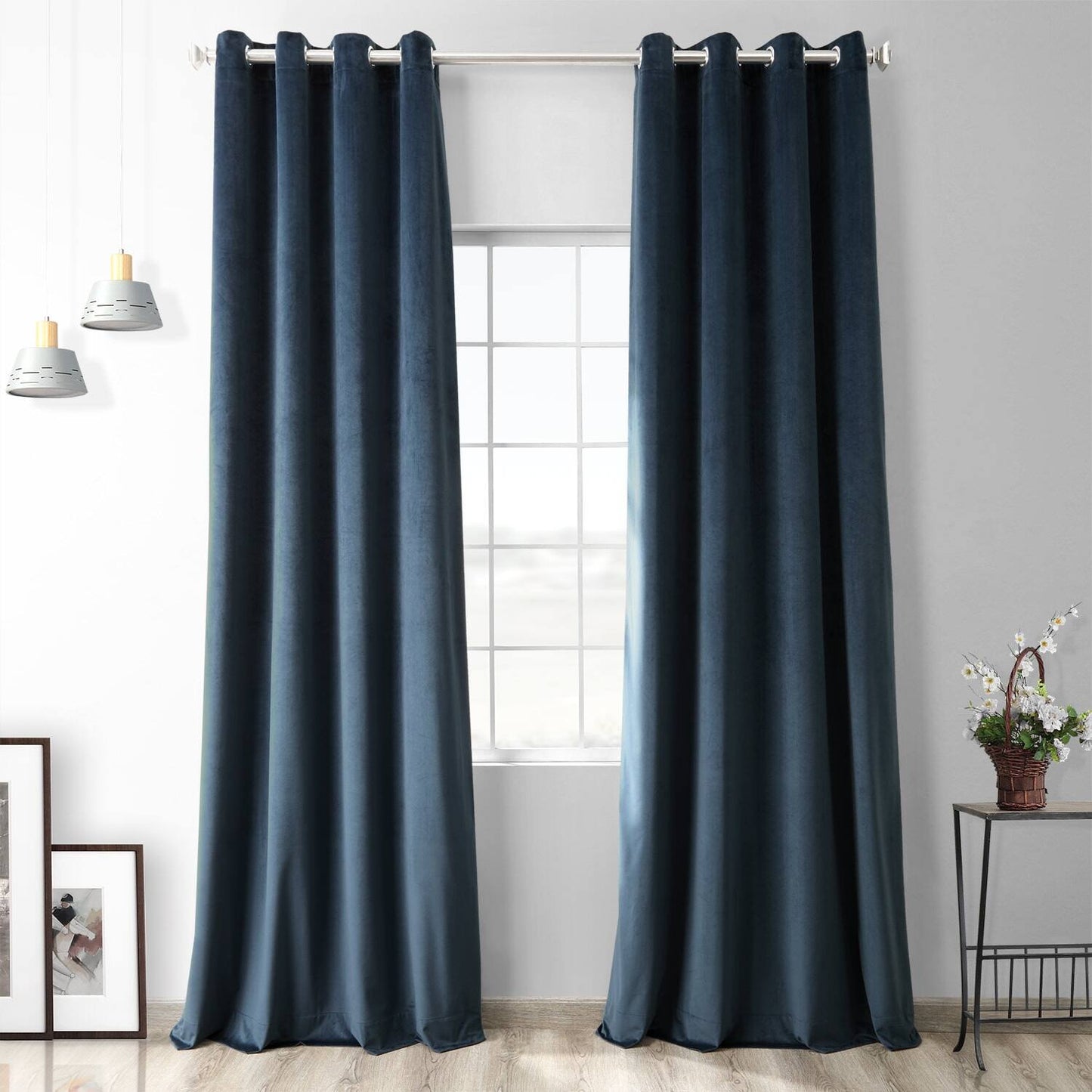 Imported Velvet Eyelet Pair of Curtains